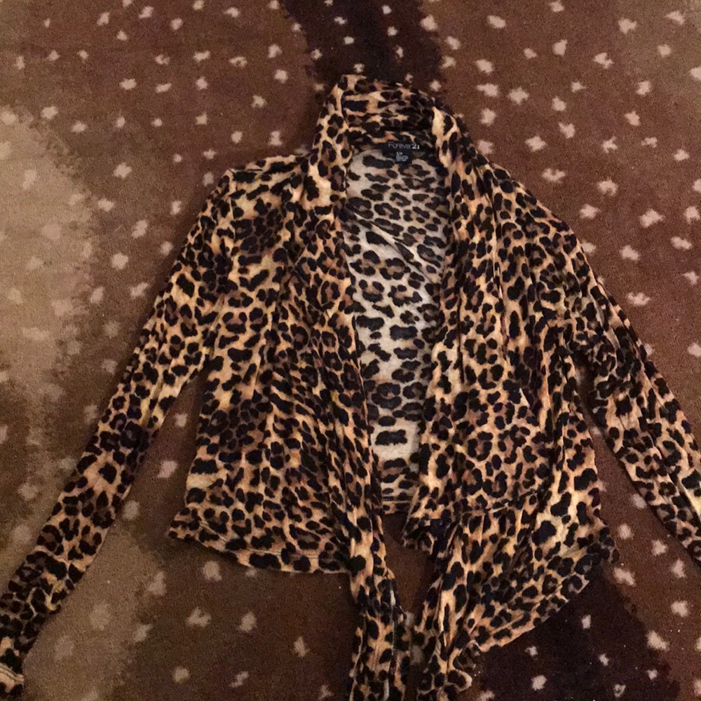 Leopard open jersey cardigan